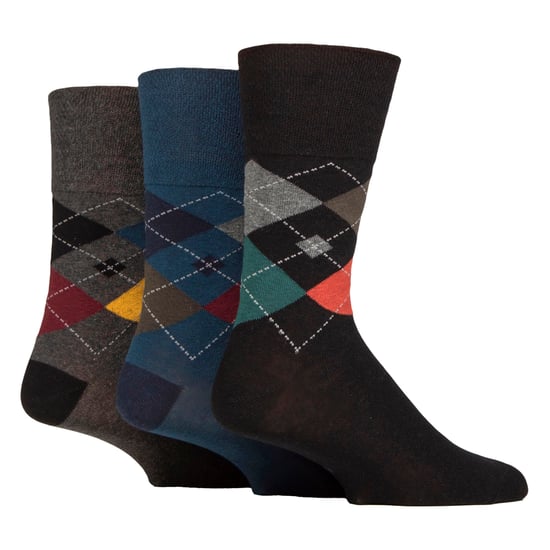 6er Pack Herren Baumwollsocken mit quadratischem Muster ohne Elastik für schlechte Durchblutung - Image 3