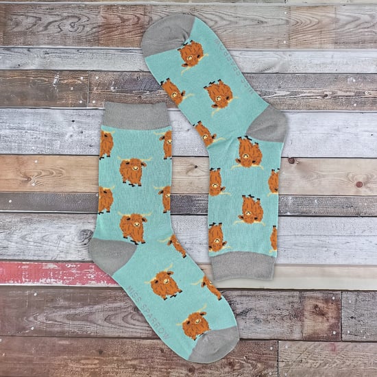 Damen Hochlandrinder Socken | Frauen Neuheit Bambus Geschenk Socken für Rinderliebhaber - Image 5