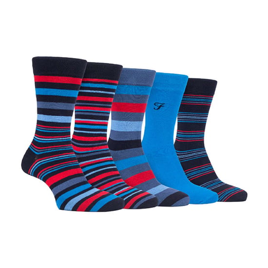 5er Pack Herren Bambus Socken mit bunten Streifenmuster - Image 1