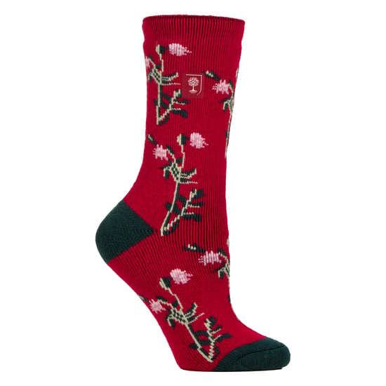 Damen Thermosocken | Dünne Socken mit floralem Muster aus Fleece - Image 1