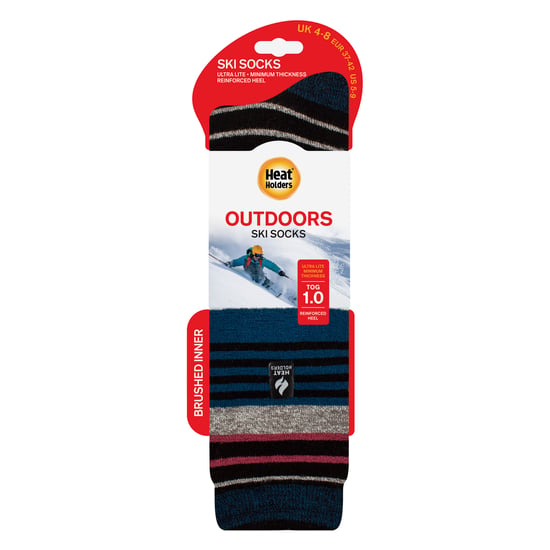 Damen Ultra Lite Dünne Thermo Winter Ski Socken mit Streifen - Image 2