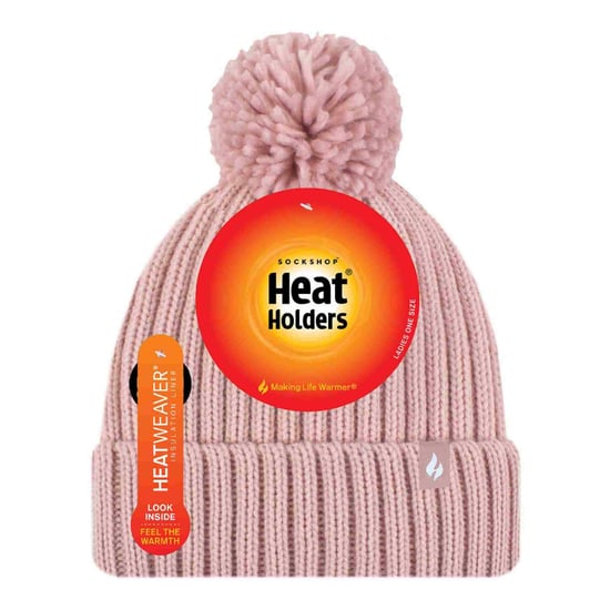 Damen Rippstrick Mütze mit Umschlag und Thermoisolierung mit Pompon - Image 2
