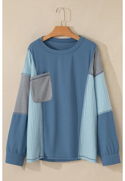 Azura Exchange Damen Patchwork Langarm-Sweatshirt - Image 4