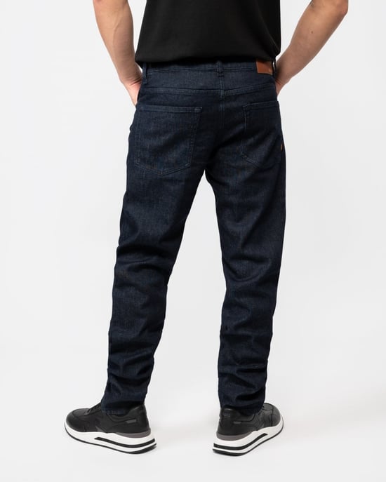 BOSS Orange Re.Maine Mens Regular Fit Dark Blue Comfort-Stretch Denim Jeans - Image 2