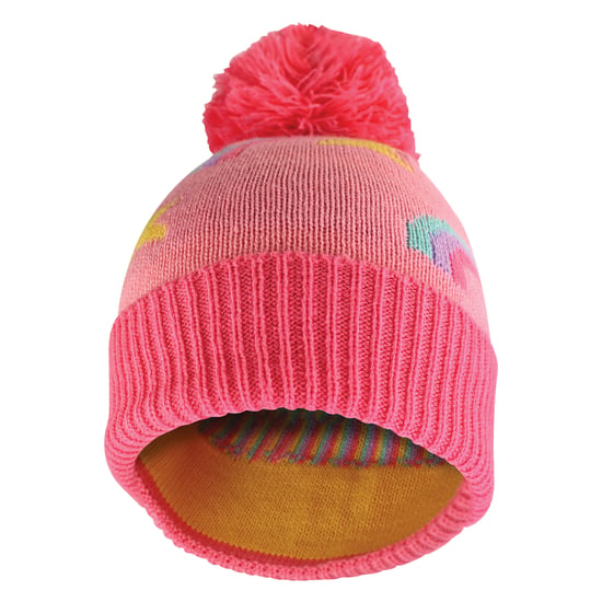 Mädels Regenbogen-Mütze mit Bommel | Warme Wintermütze für Kinder mit Pompon - Image 3
