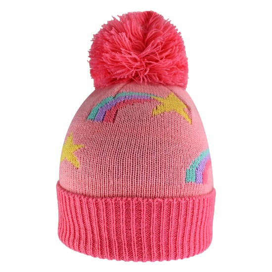 Mädels Regenbogen-Mütze mit Bommel | Warme Wintermütze für Kinder mit Pompon - Image 4