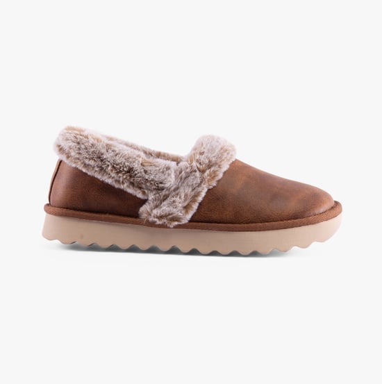 Skechers Cozy Up Polyester Damen Hausschuhe In Kastanienbraun - Image 1