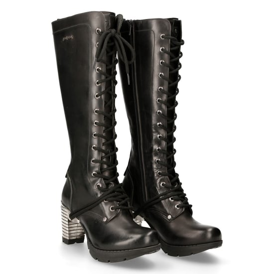 New Rock M-TR005-S1 Kniehohe schwarze Gothic-Stiefel mit hohem Absatz für Damen - Image 3