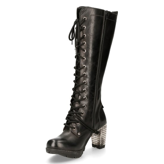 New Rock M-TR005-S1 Kniehohe schwarze Gothic-Stiefel mit hohem Absatz für Damen - Image 6