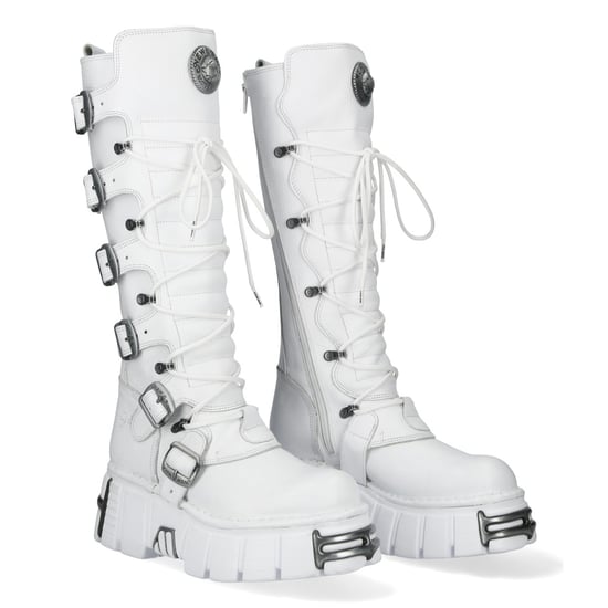 New Rock M-272-C69 Kniehohe Gothic-Stiefel aus weißem Leder - Image 3