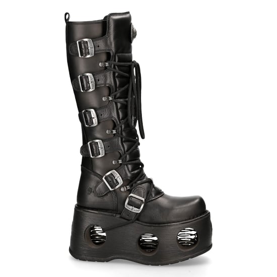 New Rock M-272-S2 Neptuno Metallic Kniehohe schwarze Gothic-Stiefel aus Leder - Image 4