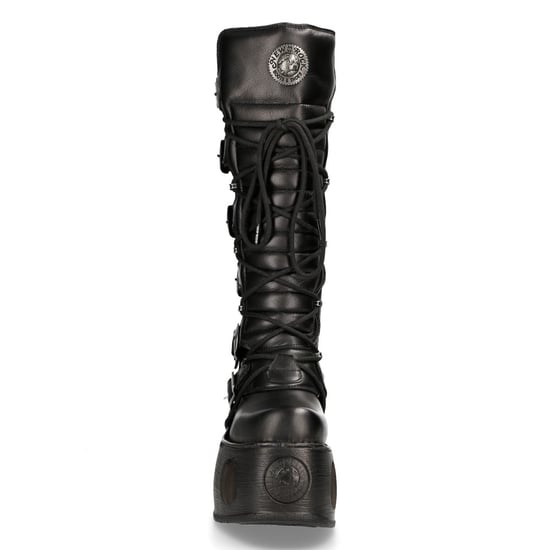 New Rock M-272-S2 Neptuno Metallic Kniehohe schwarze Gothic-Stiefel aus Leder - Image 5
