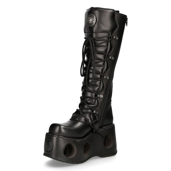 New Rock M-272-S2 Neptuno Metallic Kniehohe schwarze Gothic-Stiefel aus Leder - Image 6