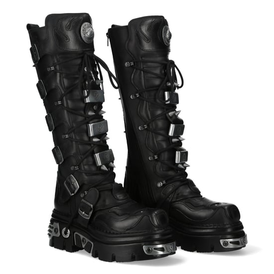 New Rock M-161-C10 Kniehohe Gothic-Stiefel aus schwarzem Leder mit Spikes - Image 3