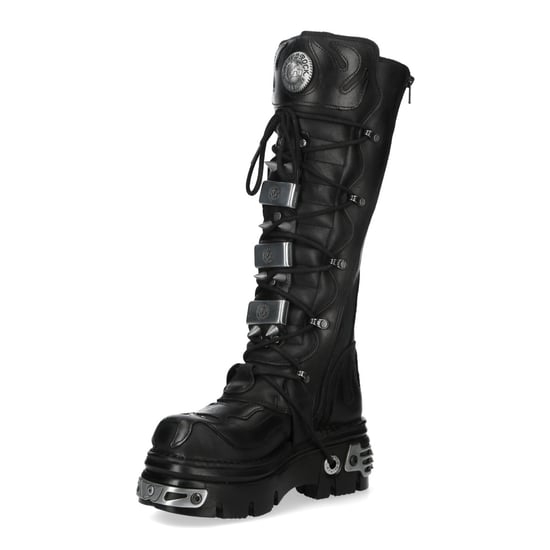 New Rock M-161-C10 Kniehohe Gothic-Stiefel aus schwarzem Leder mit Spikes - Image 6