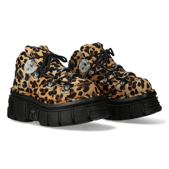 New Rock M-106-C192 Gothic-Stiefeletten aus Leder in Leoparden-Braun - Image 3