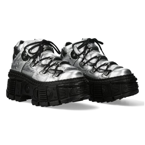 New Rock M-WALL106N-C16 Blau Silber Leder Gothic Urban Rock Stiefeletten - Image 3