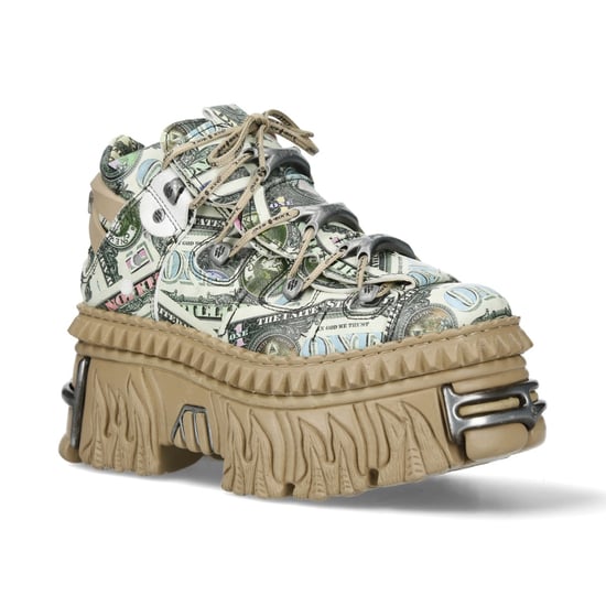New Rock M-106WALL-C49 Plateau-Stiefeletten aus Leder mit Dollarschein-Print - Image 1