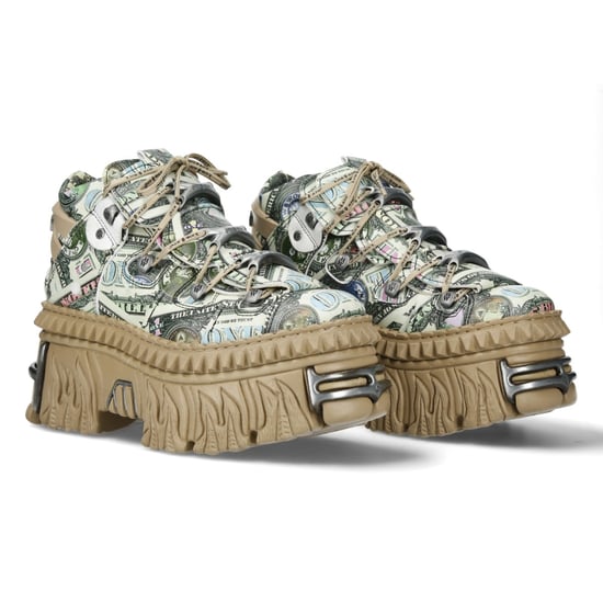 New Rock M-106WALL-C49 Plateau-Stiefeletten aus Leder mit Dollarschein-Print - Image 3