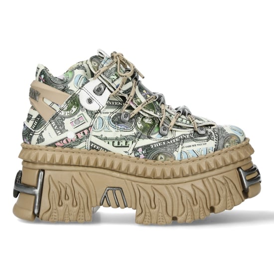 New Rock M-106WALL-C49 Plateau-Stiefeletten aus Leder mit Dollarschein-Print - Image 4