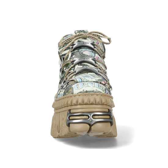 New Rock M-106WALL-C49 Plateau-Stiefeletten aus Leder mit Dollarschein-Print - Image 5