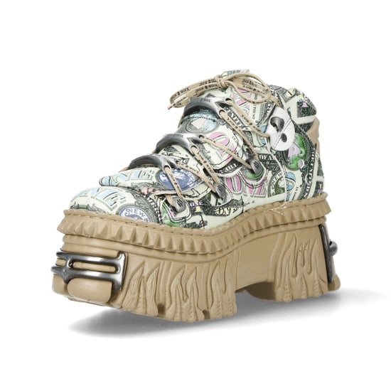 New Rock M-106WALL-C49 Plateau-Stiefeletten aus Leder mit Dollarschein-Print - Image 6