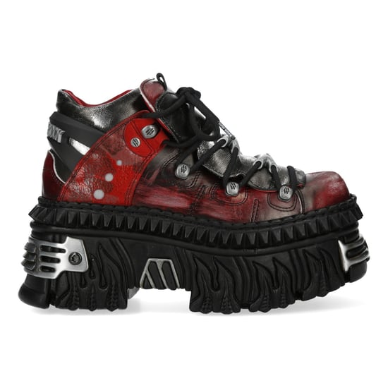 New Rock M-WALL106N-C17 Rot Silber Leder Gothic Urban Rock Stiefeletten - Image 4
