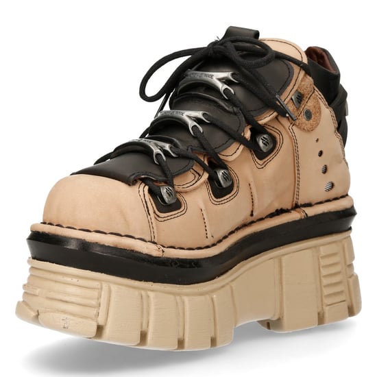 New Rock M-106-S40 Beige Gothic-Stiefeletten aus Leder mit Plateau - Image 3
