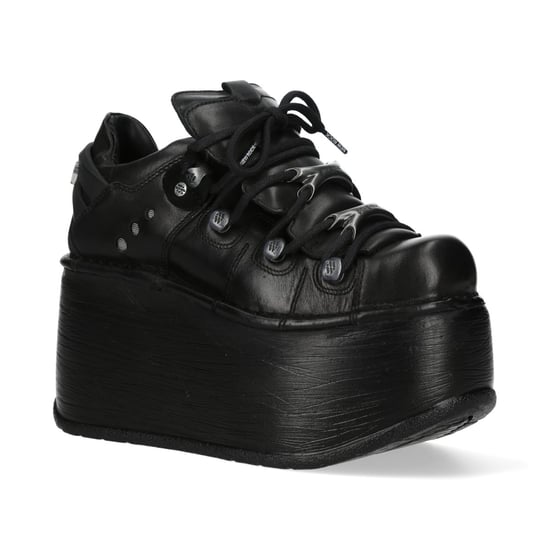 New Rock M-120N-C96 Gothic-Stiefeletten aus schwarzem Leder mit klobiger Plateausohle - Image 1