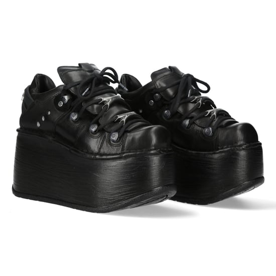 New Rock M-120N-C96 Gothic-Stiefeletten aus schwarzem Leder mit klobiger Plateausohle - Image 3