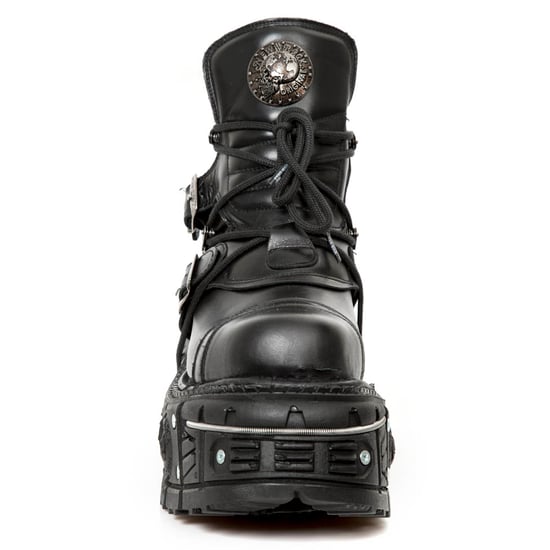 New Rock M-TANK007-S1 Gothic Combat Plateau-Stiefeletten aus schwarzem Leder - Image 4