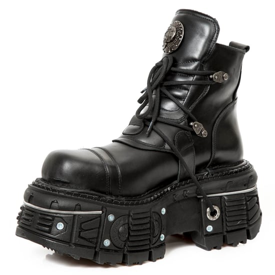 New Rock M-TANK007-S1 Gothic Combat Plateau-Stiefeletten aus schwarzem Leder - Image 5