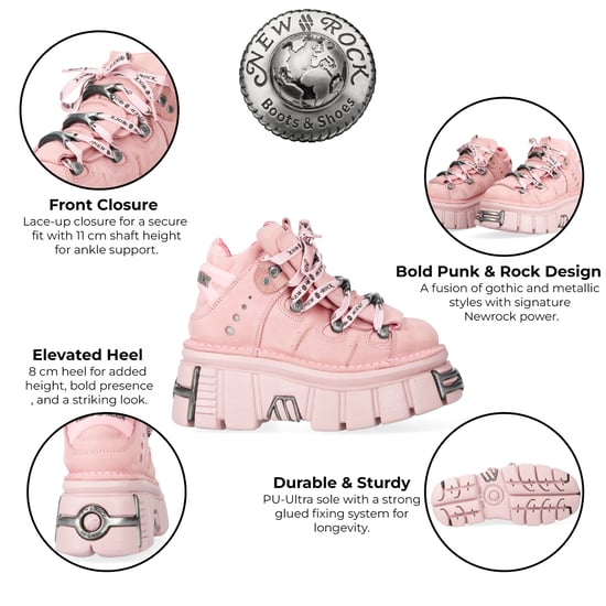 New Rock M-106-C153 Pink Tower Plateau Gothic Punk Stiefeletten - Image 2