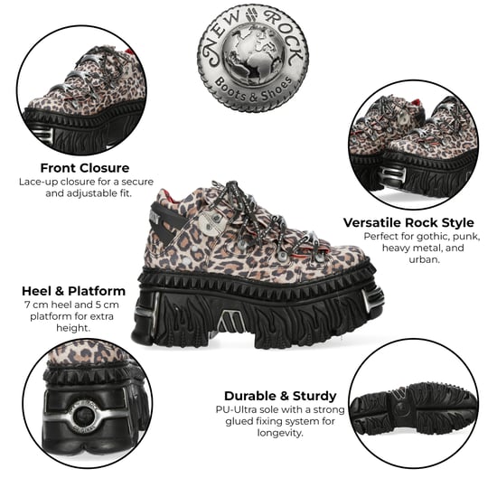 New Rock M-106WALL-C56 Gothic Plateau-Stiefeletten aus Leder mit Leopardenmuster - Image 2