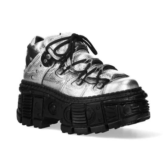 New Rock M-106WALL-C29 Gothic Stiefeletten aus metallischem Silber und schwarzem Leder - Image 1