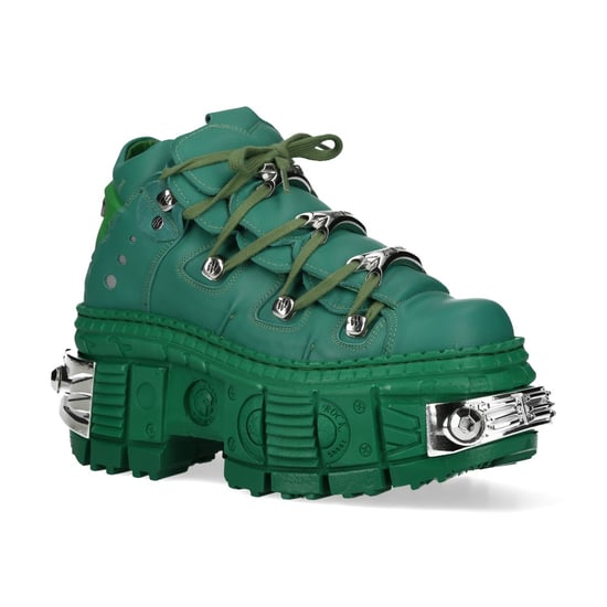 New Rock M-106WALL-C29 Gothic-Stiefeletten aus metallisch grünem Leder - Image 1