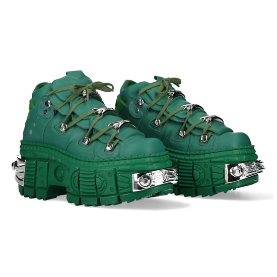 New Rock M-106WALL-C29 Gothic-Stiefeletten aus metallisch grünem Leder - Image 3