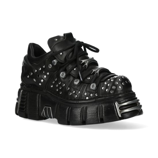 New Rock M-120NR-C1 Gothic Plateau-Stiefeletten aus schwarzem Leder - Image 1