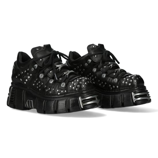 New Rock M-120NR-C1 Gothic Plateau-Stiefeletten aus schwarzem Leder - Image 3