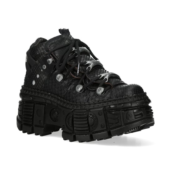 New Rock M-106WALL-C65 Python Schwarze Leder Plateau Stiefeletten - Image 1