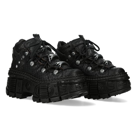 New Rock M-106WALL-C65 Python Schwarze Leder Plateau Stiefeletten - Image 3