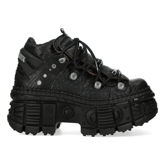 New Rock M-106WALL-C65 Python Schwarze Leder Plateau Stiefeletten - Image 4