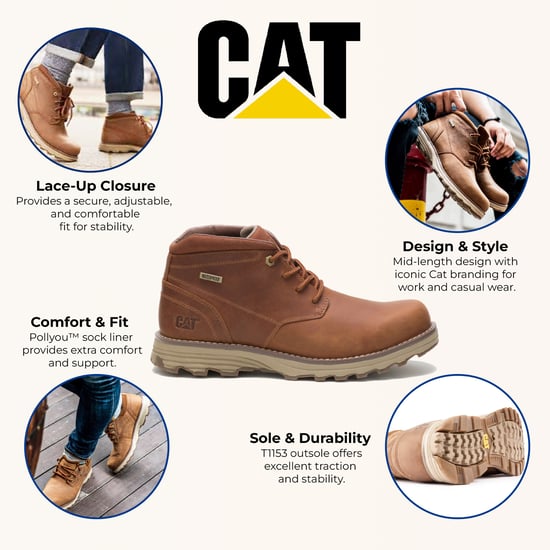 Caterpillar Herren Elude wasserdichte Arbeitsstiefel aus braunem Leder - Image 2