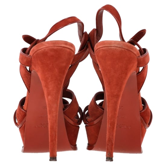 Saint Laurent Tribute Sandalen aus burgunderrotem Wildleder - Image 5
