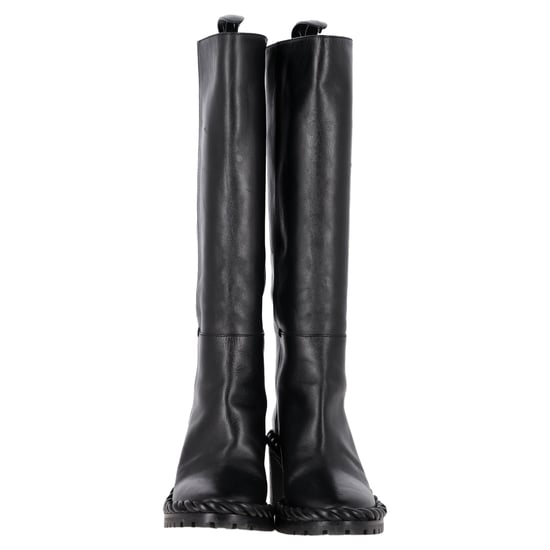 Valentino Garavani Seil Mid-Calf Blockabsatzstiefel aus schwarzem Leder - Image 2