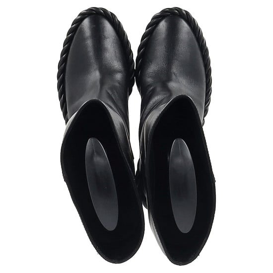 Valentino Garavani Seil Mid-Calf Blockabsatzstiefel aus schwarzem Leder - Image 3