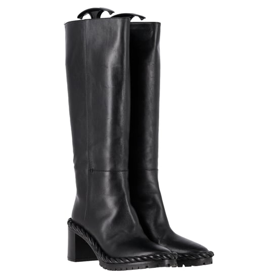 Valentino Garavani Seil Mid-Calf Blockabsatzstiefel aus schwarzem Leder - Image 4