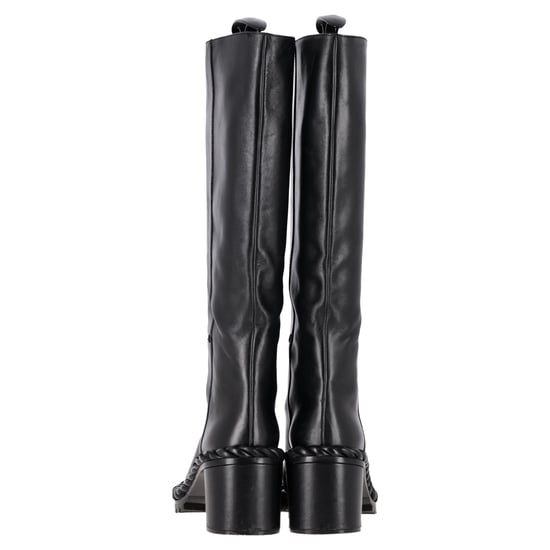 Valentino Garavani Seil Mid-Calf Blockabsatzstiefel aus schwarzem Leder - Image 5