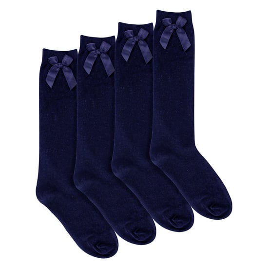 Mädchen 4er-Pack Kniestrümpfe mit Schleife | Kinder Unifarbene lange Socken - Image 4