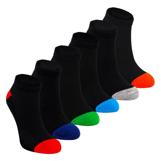 6er-Pack Jungen Bambus Sneaker-Socken | Kinder schwarze Knöchelsocken mit niedrigem Schnitt für Ferse und Zehen - Image 1